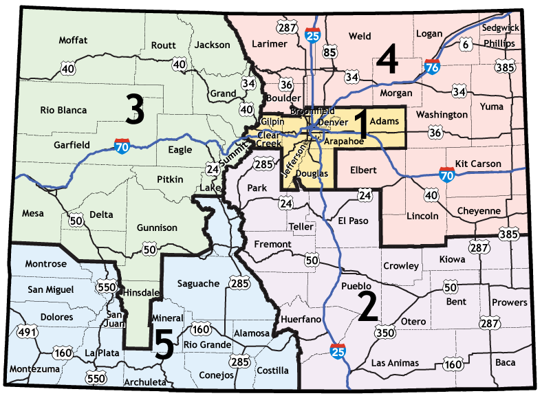 CDOT Regional Boundaries Map detail image