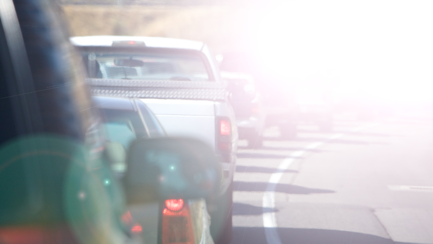 Eastbound Traffic - sun glare detail image