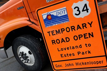 US 34 temporary sign detail image