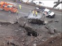 Crews are preparing to blast a boulder that fell to allow them to remove it from the roadway. thumbnail image