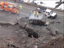 Crews are preparing to blast a boulder that fell to allow them to remove it from the roadway. thumbnail image