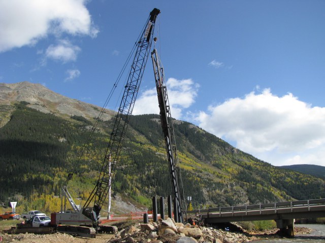 Driven pile installation.