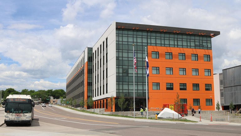 Front of CDOT Headquarters building from across the street