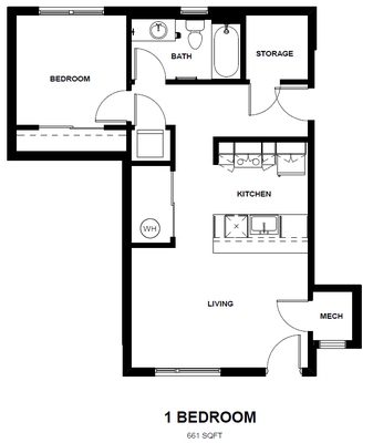 Layout of One-Bedroom Frisco Employee Housing Unit