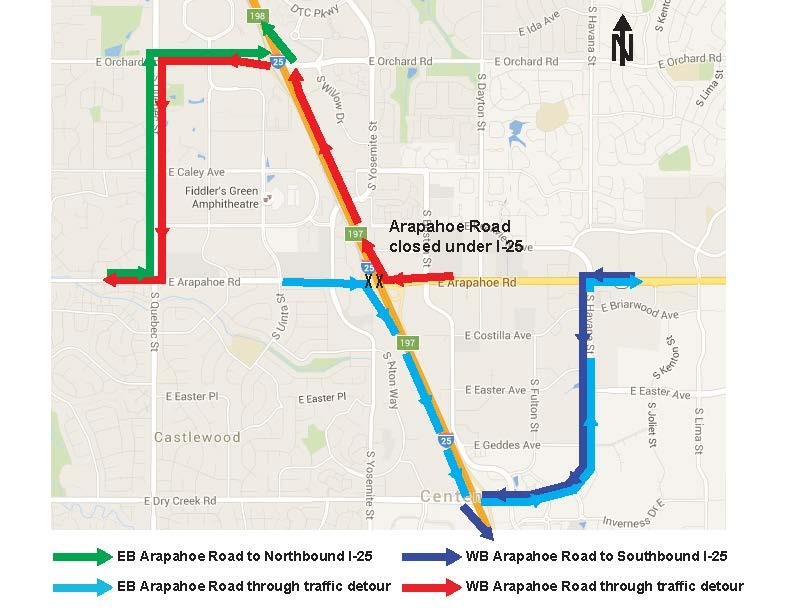 Arapahoe and I 25 Traffic Detour