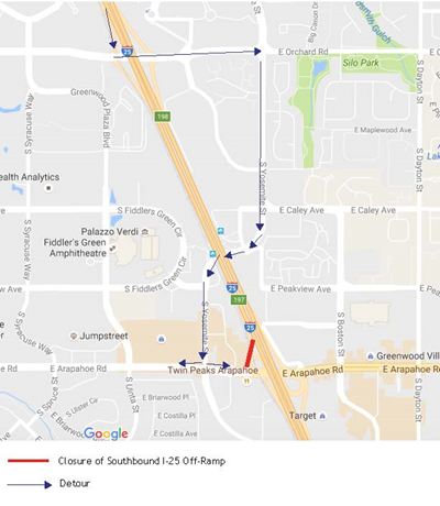 I-25 and Arapahoe Road Traffic Shift April 12 detail image