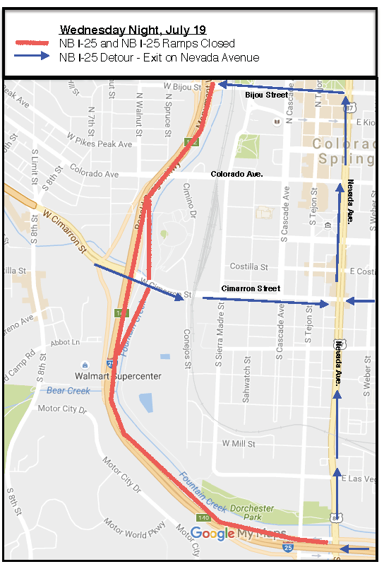 I-25 Northbound Closure: July 19 2017 detail image