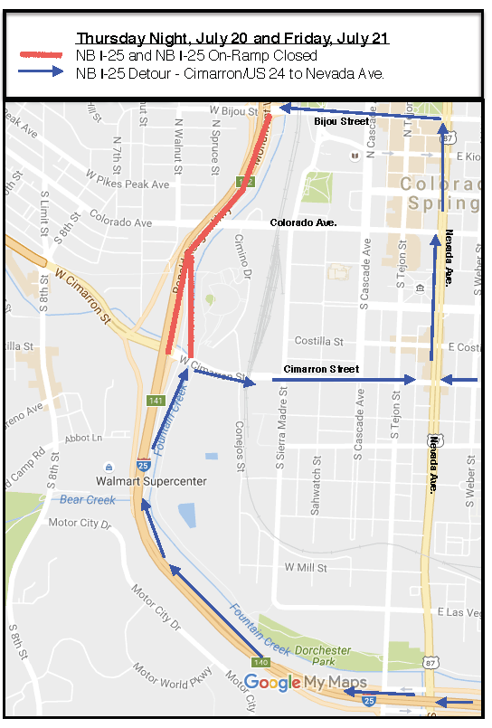 I-25 Northbound Closure: July 20 2017 detail image