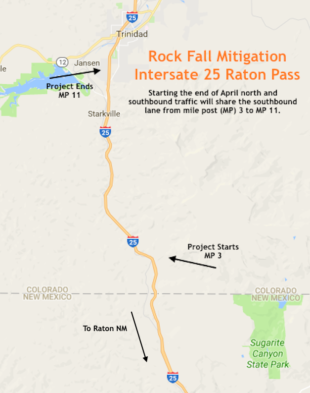 Rockfall mitigation I-25 Raton Pass