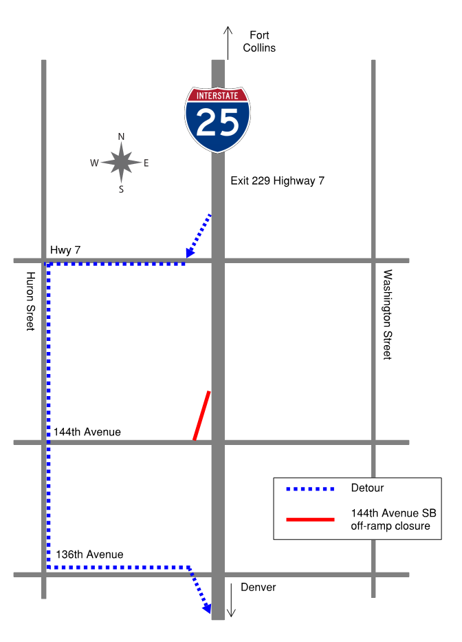 Southbound I-25 Ramp to 144th Closure