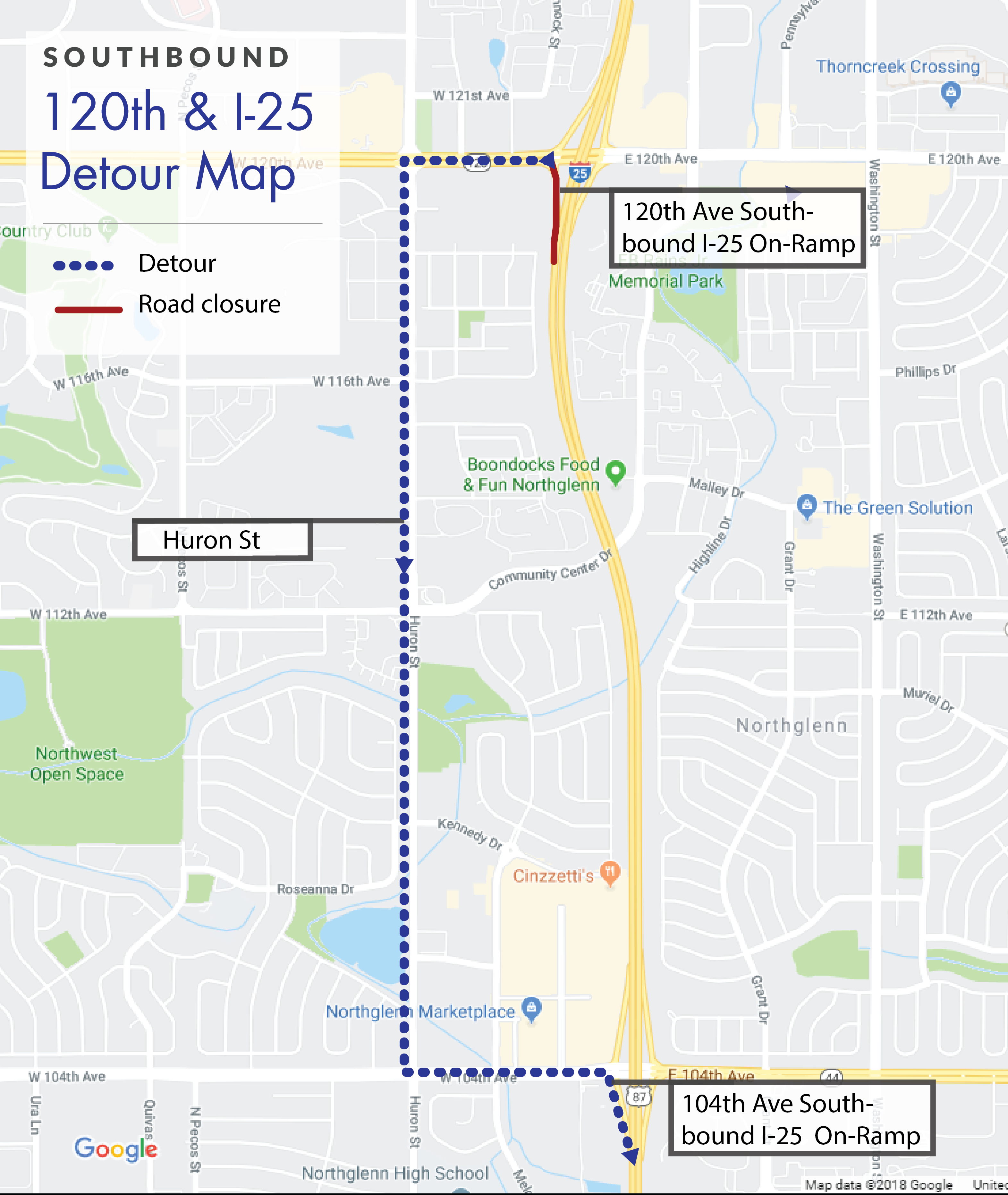 Southbound I-25 120th On-Ramp Detour detail image