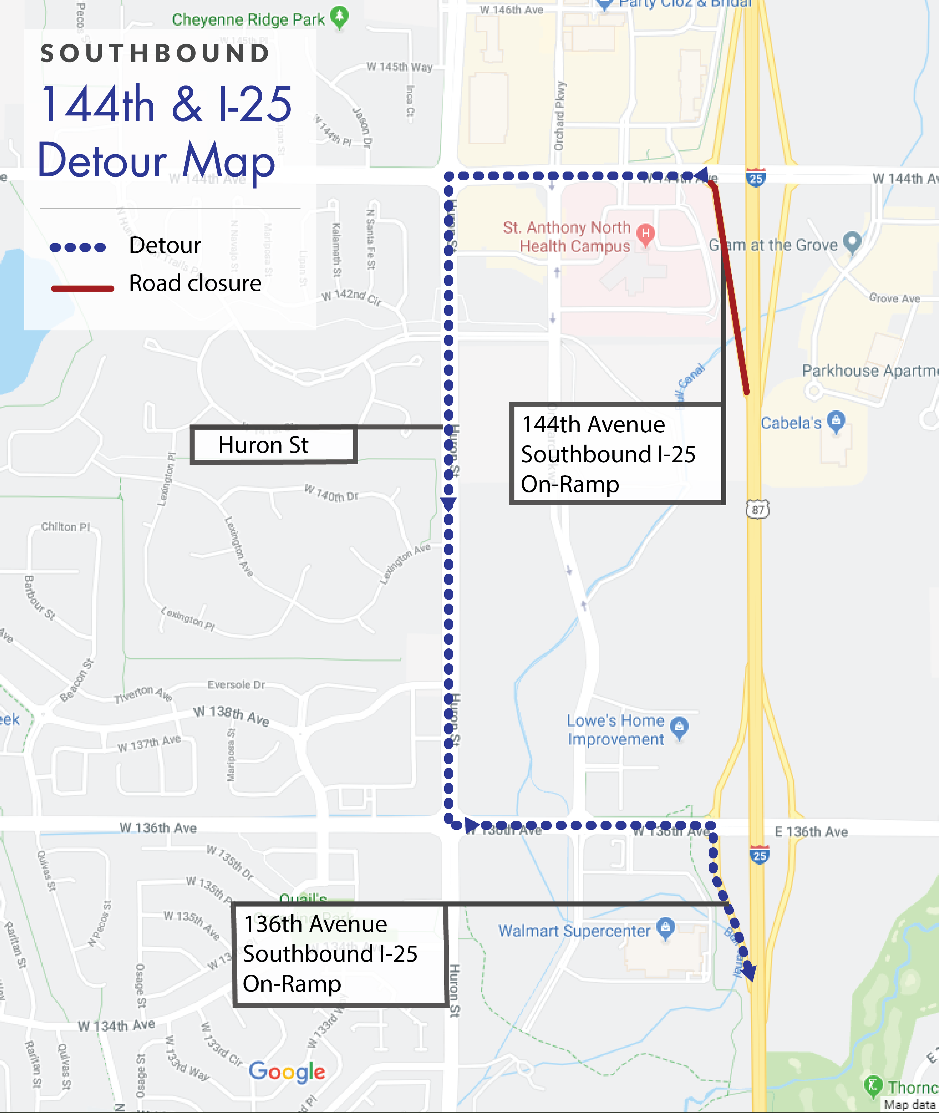 Southbound I-25 144th On-Ramp Detour detail image