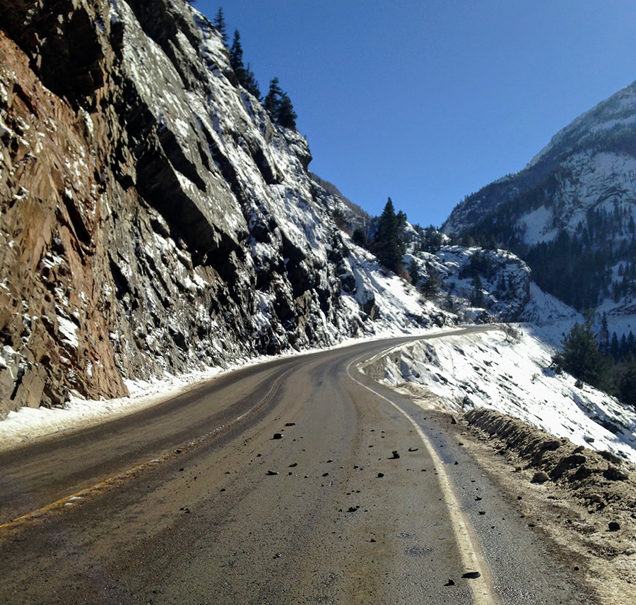 Steep slopes cliff walls US 550 Red Mountain Pass detail image