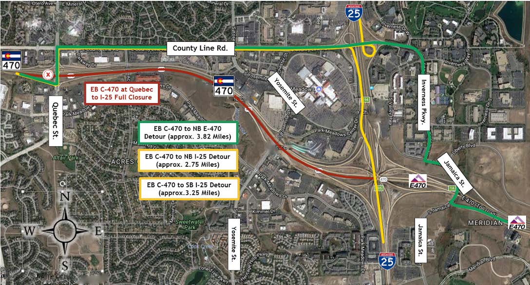 Eastbound C-470 detour detail image