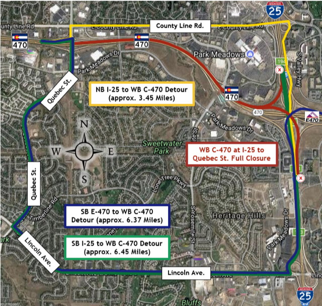 westbound c-470 detour detail image