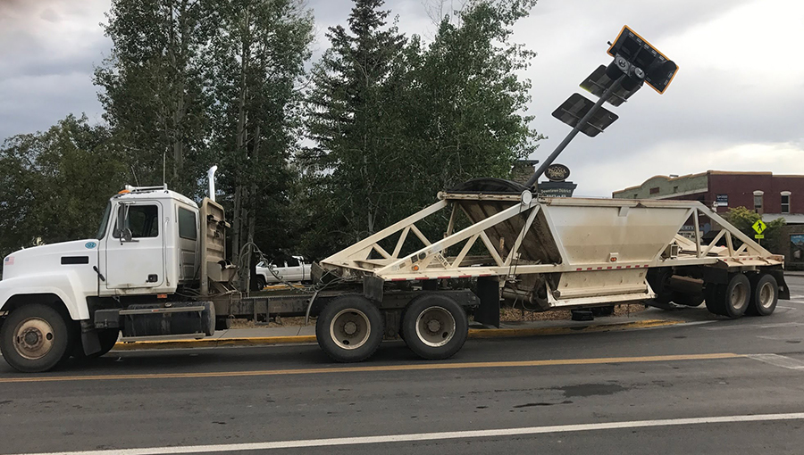 Truck at intersection for Pagosa Springs Signal Replacement - 2