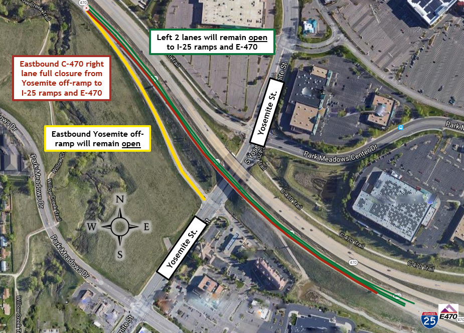 C-470 Right-Lane Closure Map detail image