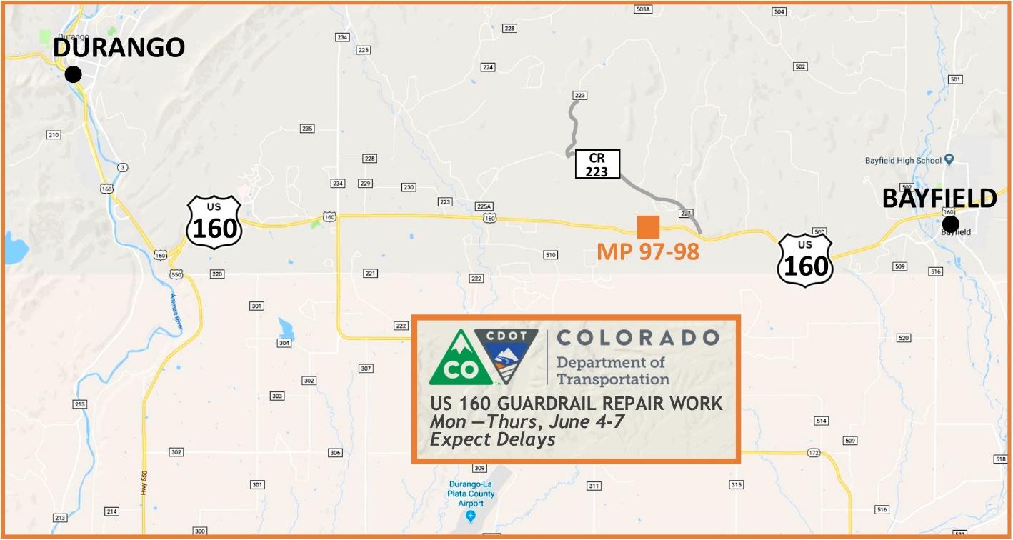 US 160 Guardrail Work detail image