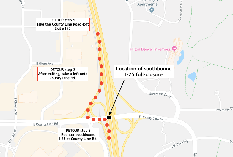 I-25 overlay project detour detail image