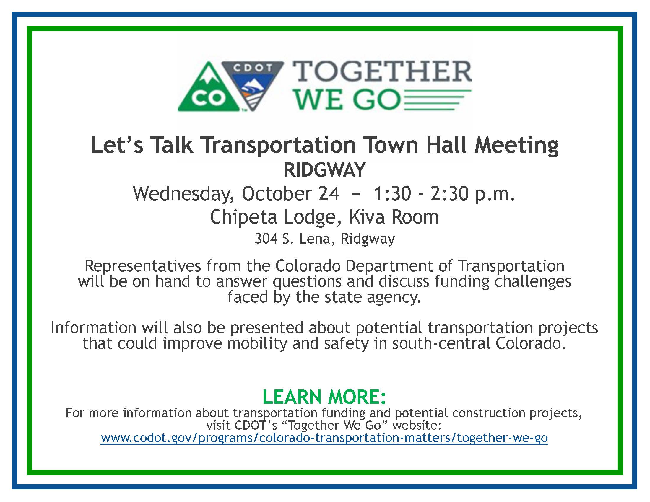 Ridgway Town Hall Flier Ridgway Town Hall Flier