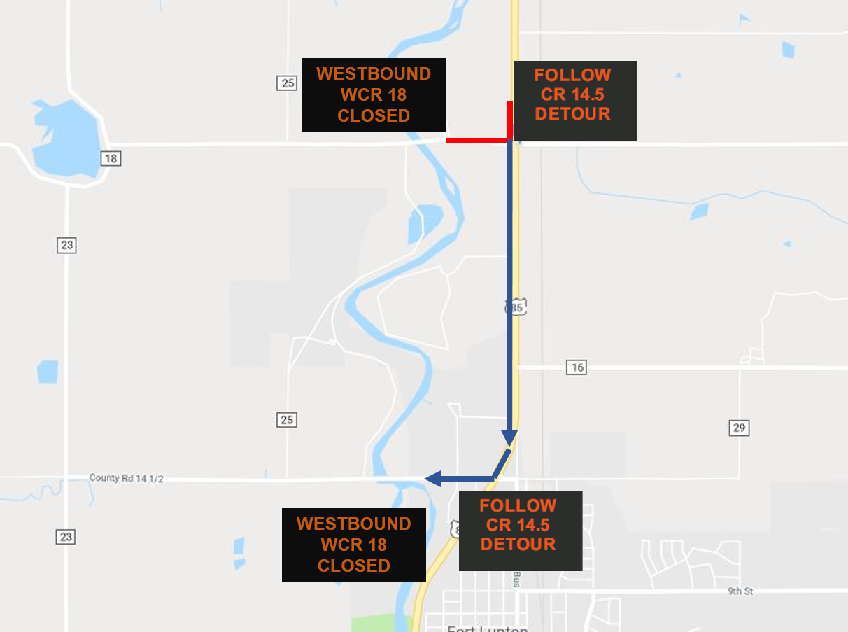 US 85 and Weld County Road 18 intersection improvements project detail image