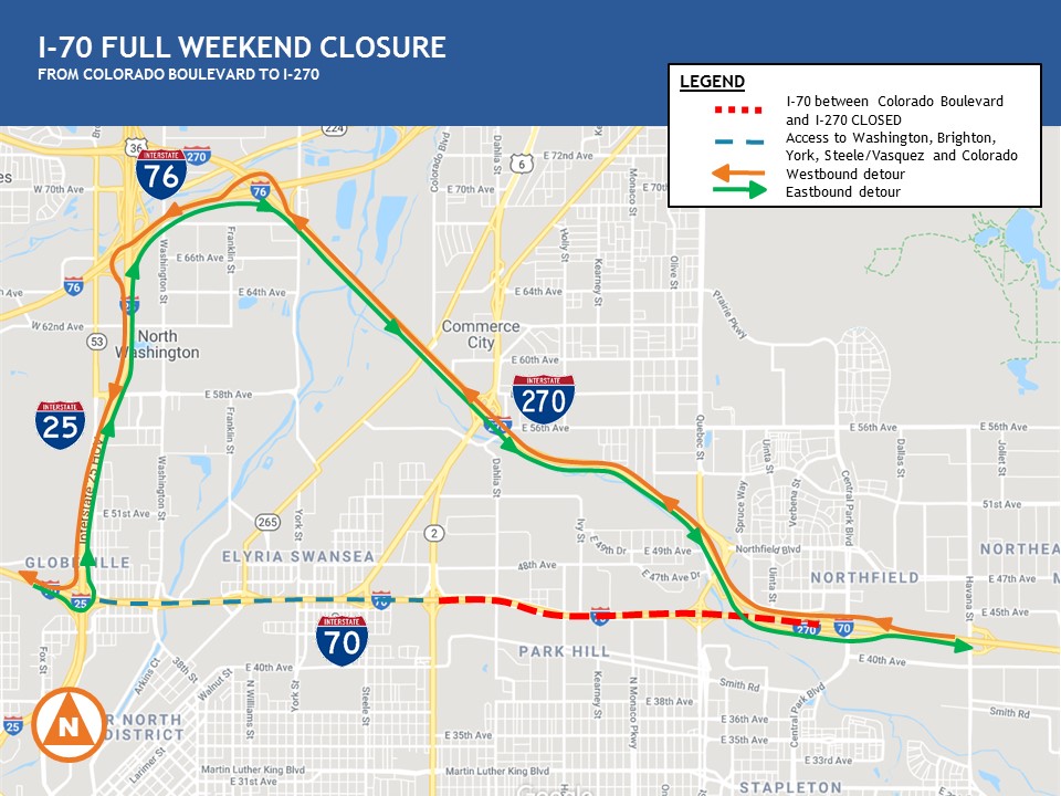 I-70 Weekend Closure Detour Map