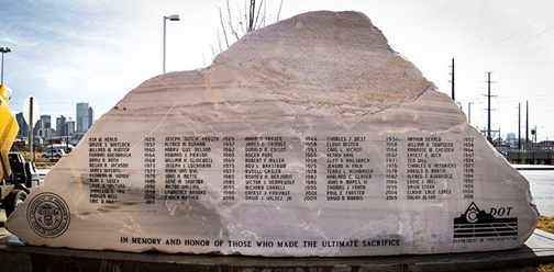 CDOT memorial rock detail image