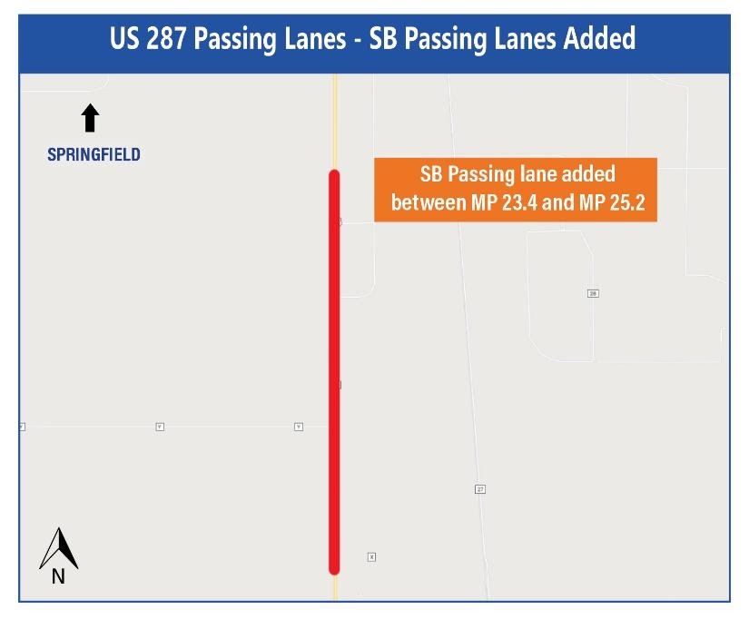 US 287 Passing Lanes - Southbound passing lanes added detail image