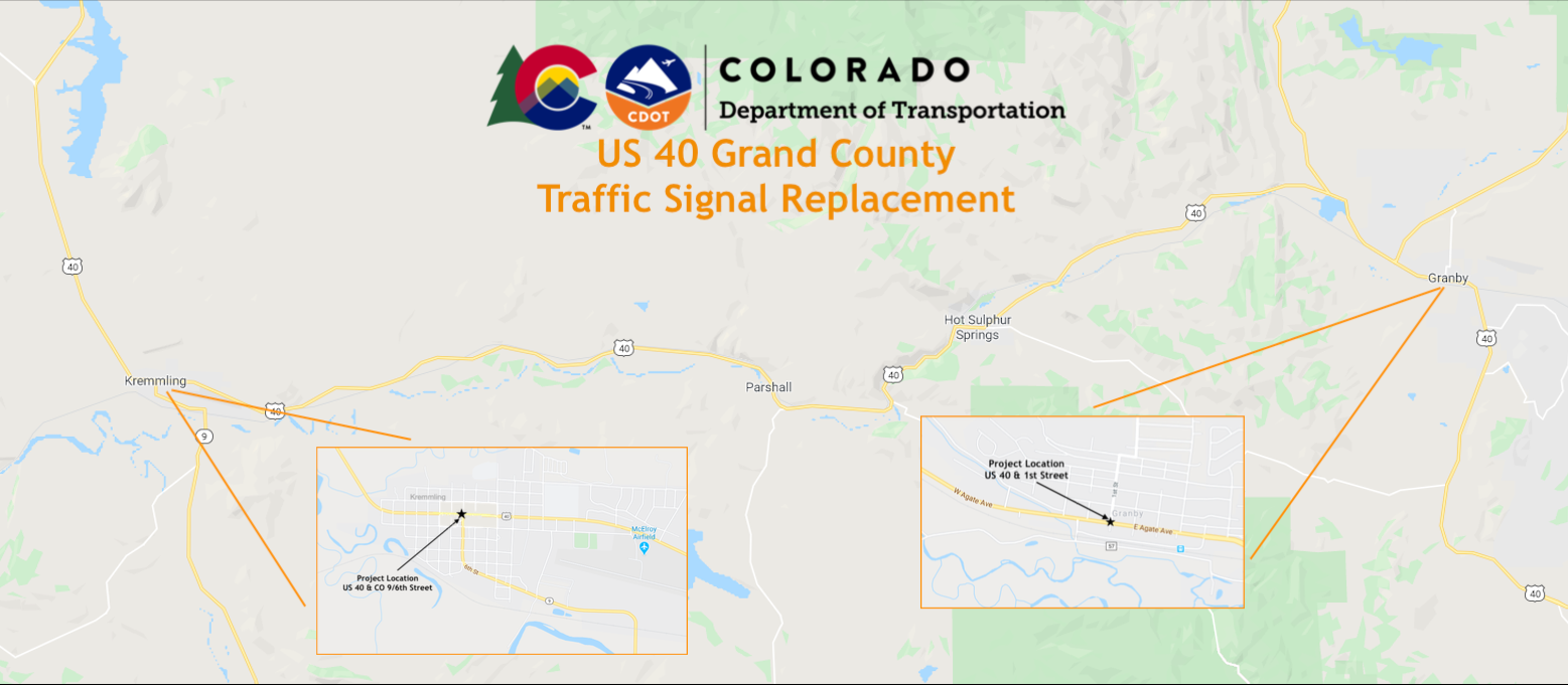 US 40 Grand County Traffic Signal Replacement project map detail image