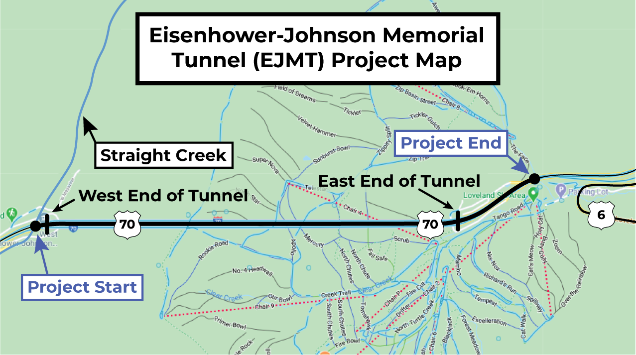 Eisenhower Johnson Memorial Tunnel project area map detail image