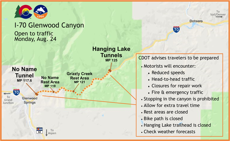 I-70 Glenwood Canyon Fire Map