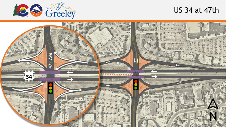 US 34 at 47th Avenue in Greeley project map