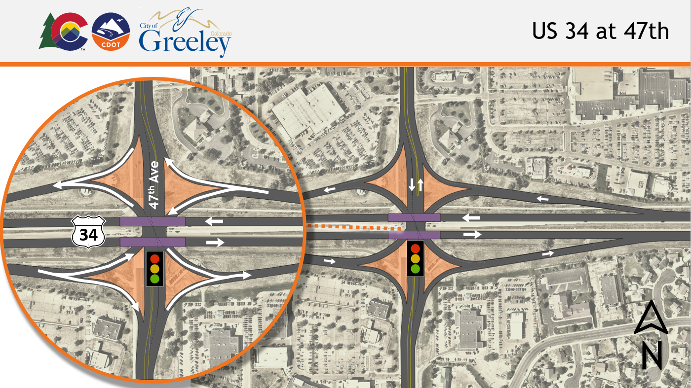 US 34 at 47th Avenue in Greeley project map detail image