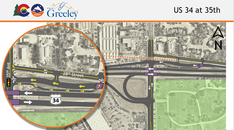 US 34 at 35th Avenue in Greeley signal improvements at 28th Street project map