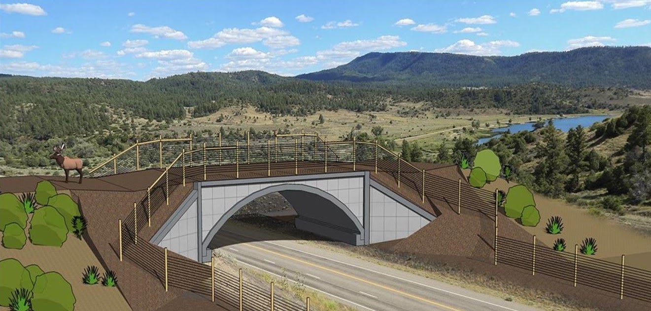 US 160-CO 151 Wildlife Overpass art rendering detail image