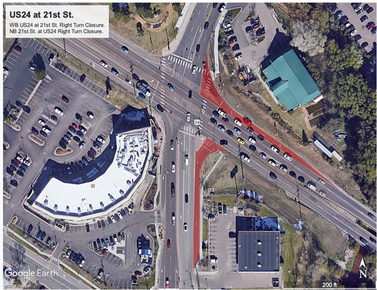 US 24 at 21st Street project map area