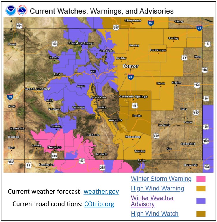 Current watches, warnings and advisories on 1-17-20 map