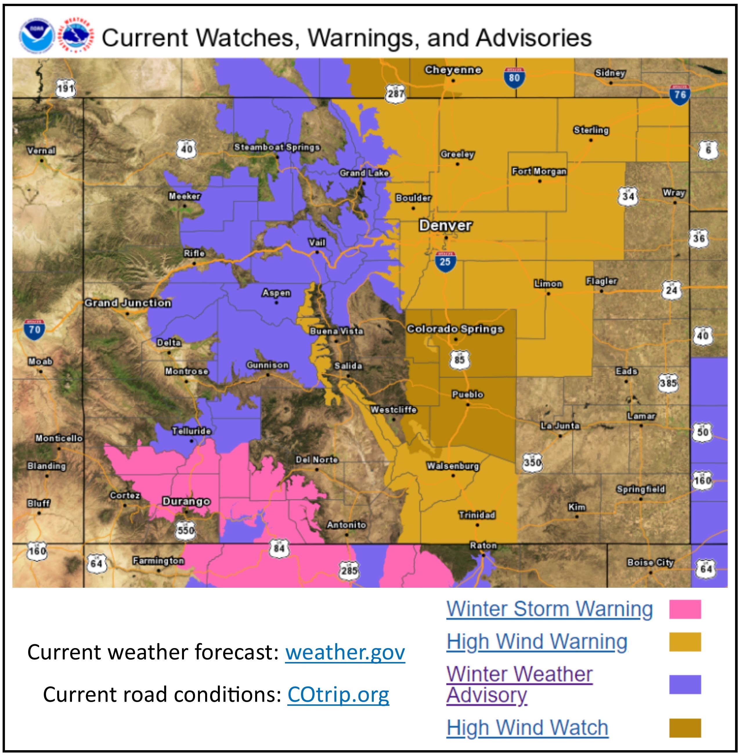 Current watches, warnings and advisories on 1-17-20 map detail image
