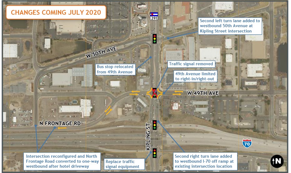 I-70 and Kipling traffic signal improvements project map detail image