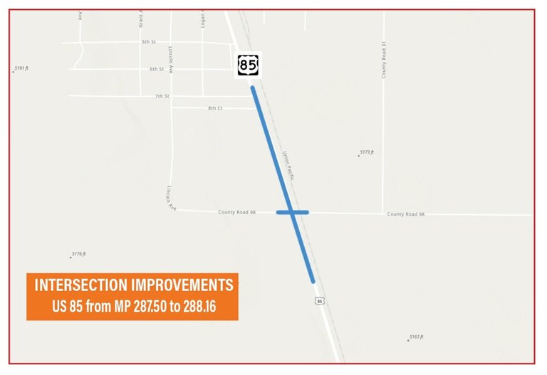 US 85 Nunn Work Zone A screenshot of textDescription automatically generated