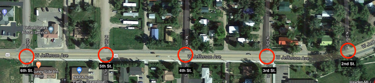 US ADA project map on West Jefferson Avenue from 6th to 2nd street detail image