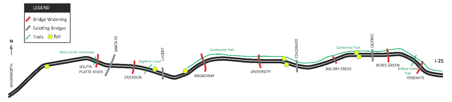 C-470 Express Lanes between I-25 and Wadsworth Boulevard project location map detail image