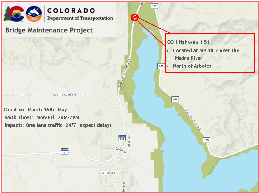 Bridge Maintenance Project on CO 151 over the Piedra River north of Arboles detail image