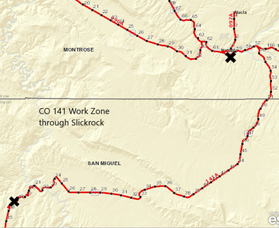 CO 141 Slickrock Work Zone project map