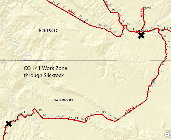 CO 141 Slickrock Work Zone project map detail image