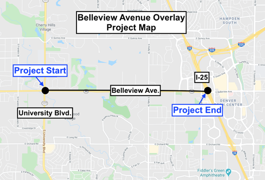 Belleview Avenue Overlay Project map in Denver detail image
