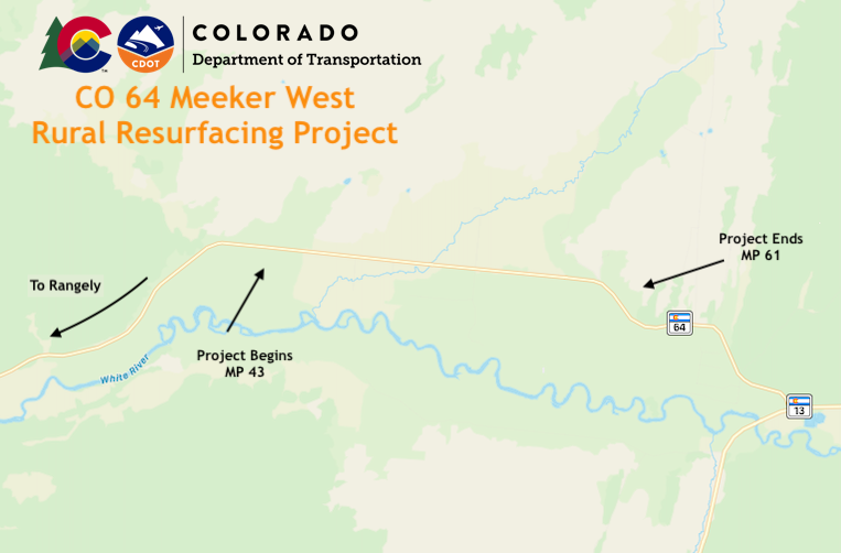CO 64 meeker west rural resurfacing project map detail image