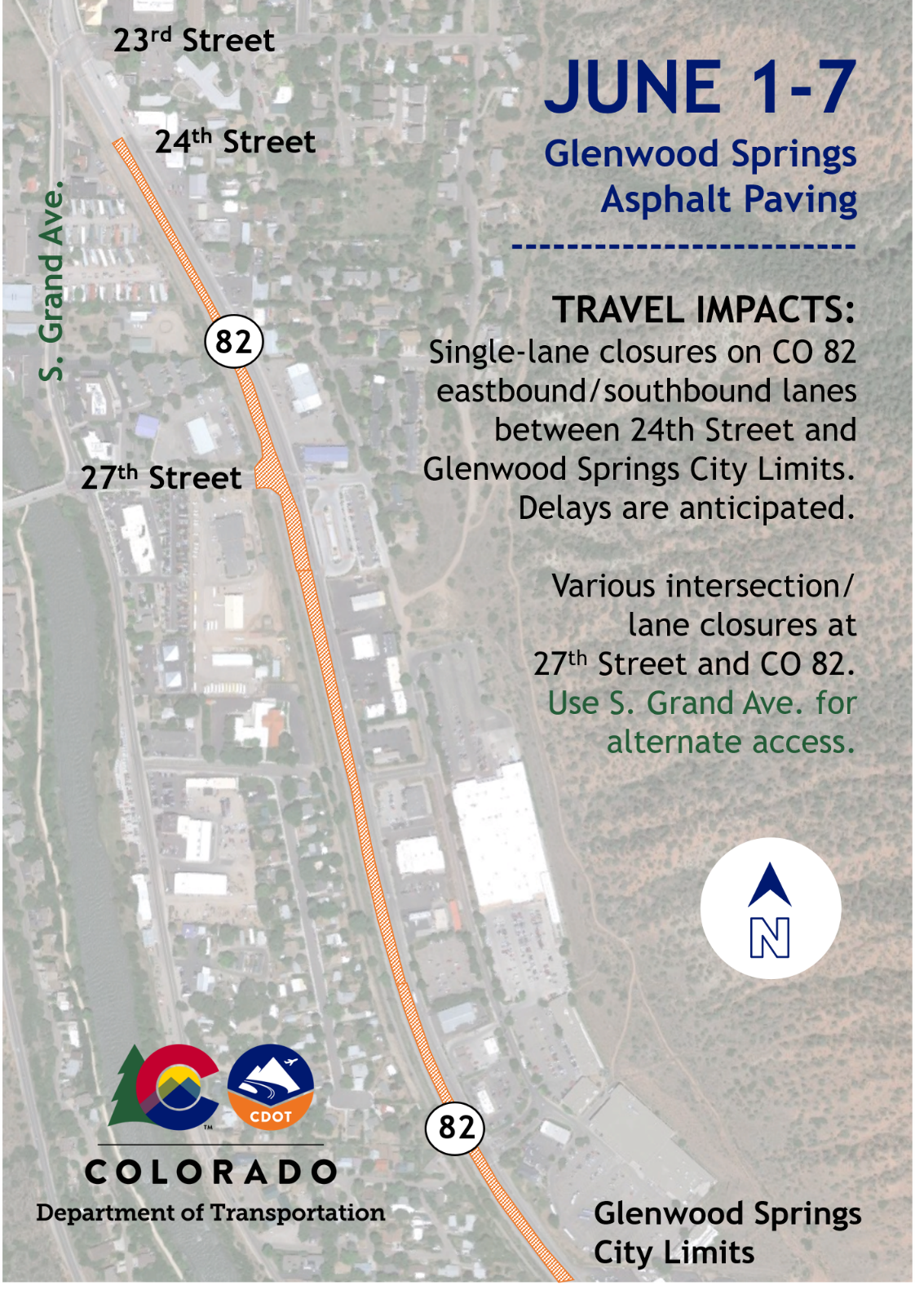 Glenwood Springs asphalt paving project June 1 to 7 detail image