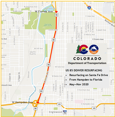 US 85 Resurfacing Project Map