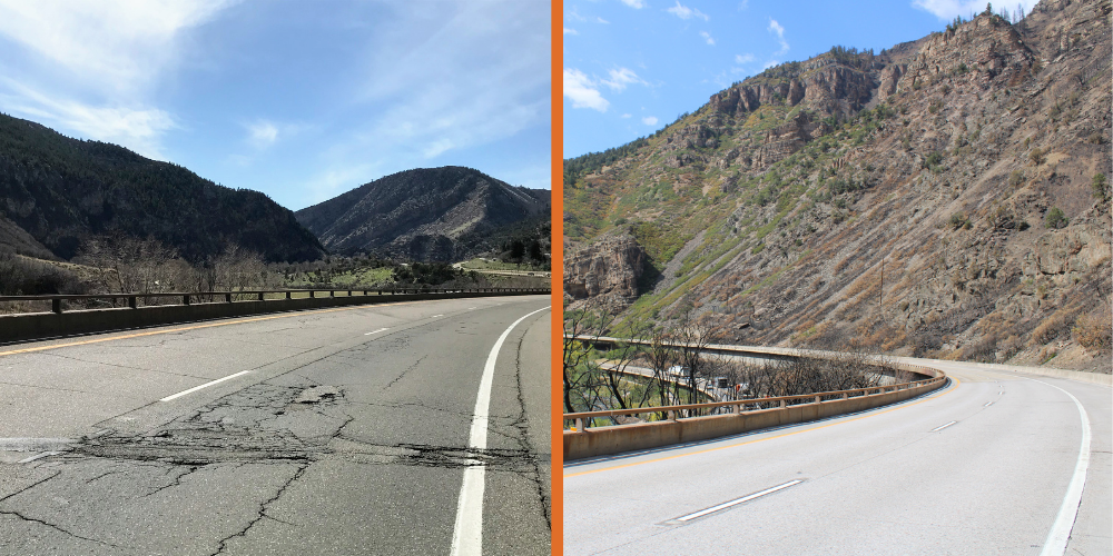 I-70 Glenwood Canyon Surface Improvements Roadway Before and After detail image